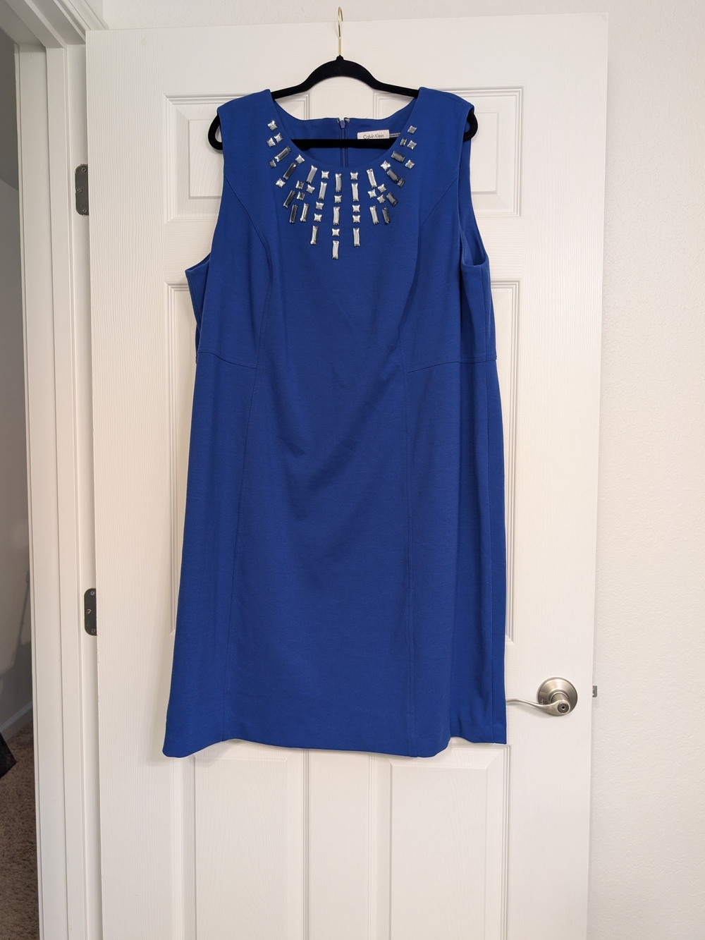 Calvin Klein Royal Blue Sleeveless Jewel-Neck Dress